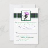 Paars Groene Tartan Distel Bruiloft RSVP Kaart (Voorkant)