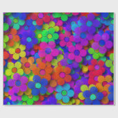 Paars Groovy Rainbow Flowers Cadeaupapier (Vlak)