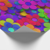 Paars Groovy Rainbow Flowers Cadeaupapier (Hoek)