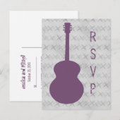 Paars Guitar Grunge RSVP Briefkaart (Voorkant / Achterkant)