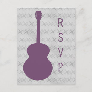 Paars Guitar Grunge RSVP Briefkaart