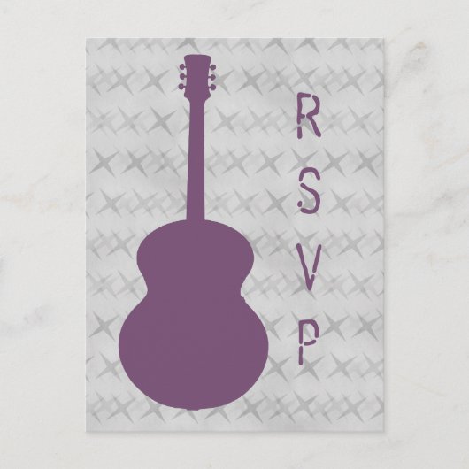 Paars Guitar Grunge RSVP Briefkaart (Voorkant)