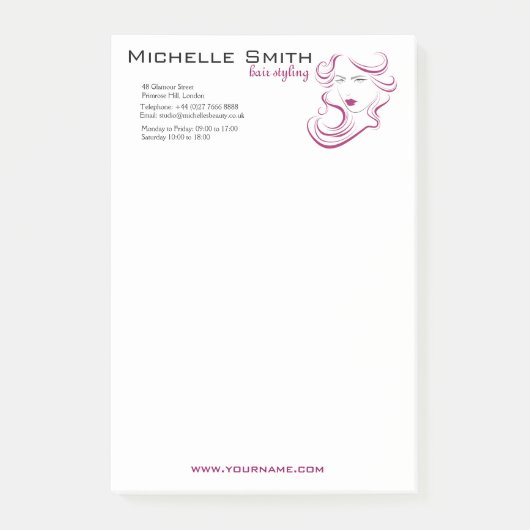 paars haar Hairstyling Post-it® Notes (Voorkant)