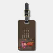Paars haar klein meisje met kattenBagagelabel Bagagelabel (Voorkant verticaal)
