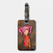 Paars haar klein meisje met kattenBagagelabel Bagagelabel (Achterkant verticaal)