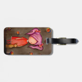 Paars haar klein meisje met kattenBagagelabel Bagagelabel (Achterkant horizontaal)