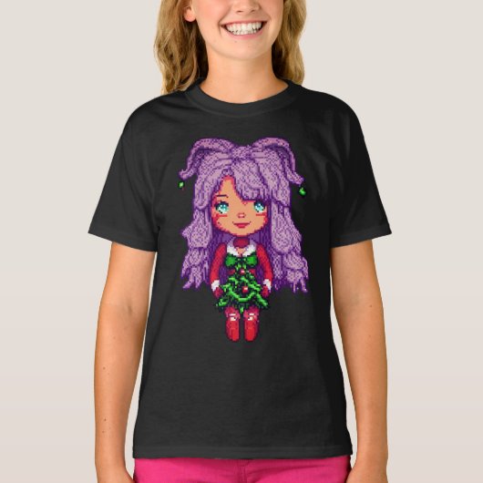 Paars haar meisje t-shirt (Voorkant)
