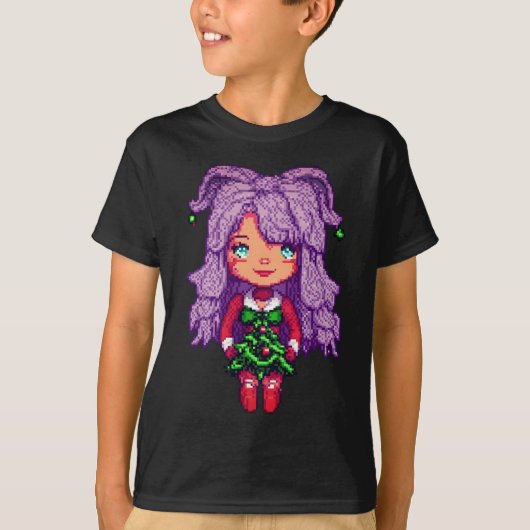 Paars haar meisje t-shirt (Voorkant)