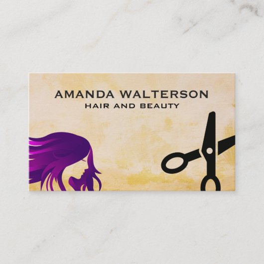 Paars haar | Schaar Afsprakenkaartje (Voorkant)