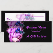 Paars Hair Butterfly Lady Gift Certificate D2 (Voorkant / Achterkant)