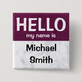 Paars hallo mijn naam is aangepaste pinknop vierkante button 5,1 cm