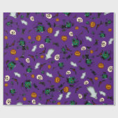 Paars Halloween Wrapping Paper Cadeaupapier (Vlak)