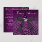 Paars Halloween Zebra & Animal Print Baby shower Kaart (Voorkant / Achterkant)