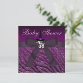 Paars Halloween Zebra & Animal Print Baby shower Kaart (Staand voorkant)
