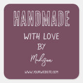 Paars | Handgemaakt met liefde vierkante Sticker (Voorkant)