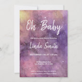 Paars handgeschilde Waterverf Galaxy Baby shower Kaart (Voorkant)