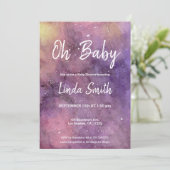 Paars handgeschilde Waterverf Galaxy Baby shower Kaart (Staand voorkant)