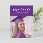 Paars handschrift Afstuderen bewerkbaar Afstuderen Aankondiging (Staand voorkant)