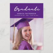 Paars handschrift Afstuderen bewerkbaar Afstuderen Aankondiging (Voorkant)