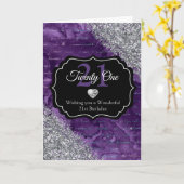 Paars handschrift Mermaid Letters Silver Glitter Kaart (Gele Bloem)