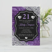 Paars handschrift Mermaid Letters Silver Glitter Kaart (Staand voorkant)