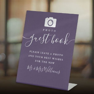 Paars handtekening schrift foto gast boek reclamebord met voetstuk
