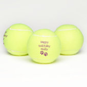Paars Happy Barkday Birthday Pet Dog Speelgoed Tennisballen (Multi)