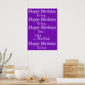Paars Happy Birthday Song Poster (Keuken)