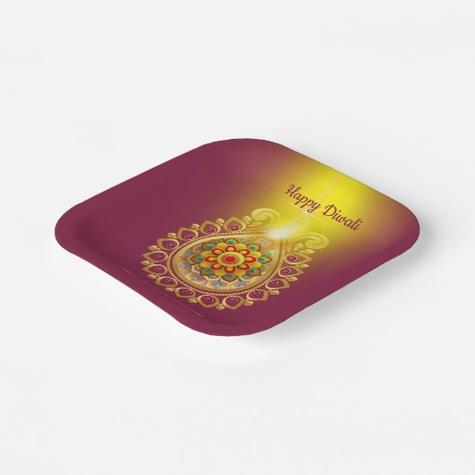 Paars Happy Diwali Paper Bord (Gebogen)