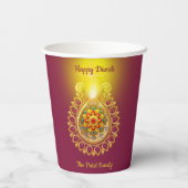 Paars Happy Diwali Papieren Bekers (Achterkant)
