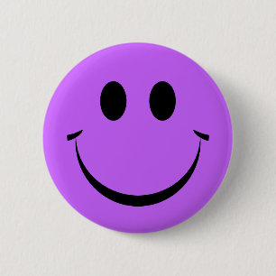 Paars Happy Face Cute Ronde Button 5,7 Cm