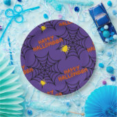 Paars Happy Halloween Spider Web Papieren Bordje (Feest)