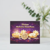 Paars Happy Raksha Bandhan Sparkle Briefkaart (Staand voorkant)