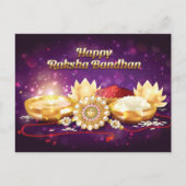 Paars Happy Raksha Bandhan Sparkle Briefkaart (Voorkant)
