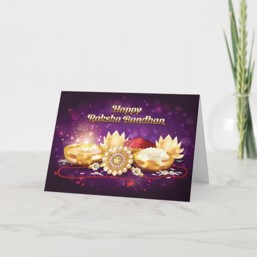 Paars Happy Raksha Bandhan Sparkle Kaart (Voorkant)