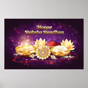 Paars Happy Raksha Bandhan Sparkle Poster