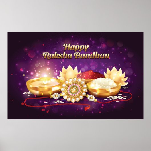 Paars Happy Raksha Bandhan Sparkle Poster (Voorkant)