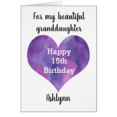 Paars hart 15e verjaardag kleindochter (Voorkant)