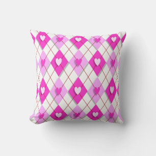 Paars hart Argyle Pillow Kussen
