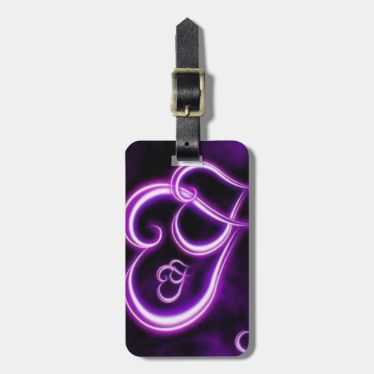 Paars hart bagagelabel (Voorkant verticaal)