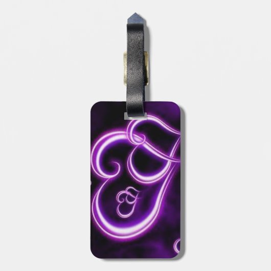 Paars hart bagagelabel (Achterkant verticaal)