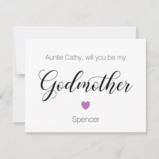 Paars hart... ben je mijn godmoeder voorstel? kaart (Voorkant)