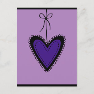 paars hart Briefkaart