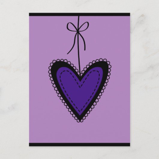 paars hart Briefkaart (Voorkant)
