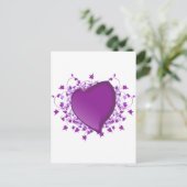 Paars hart briefkaart (Staand voorkant)