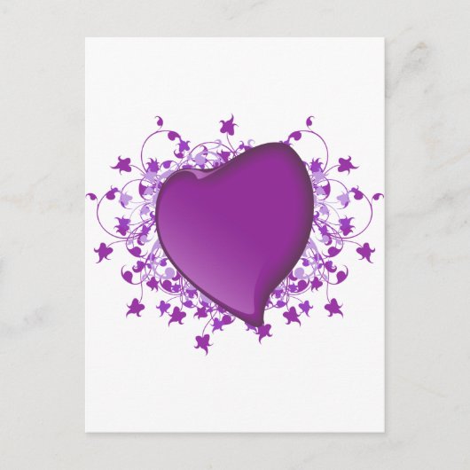 Paars hart briefkaart (Voorkant)