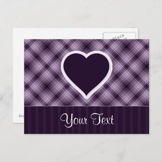 Paars hart briefkaart (Voorkant / Achterkant)