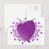 Paars hart briefkaart (Voorkant / Achterkant)