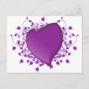 Paars hart briefkaart
