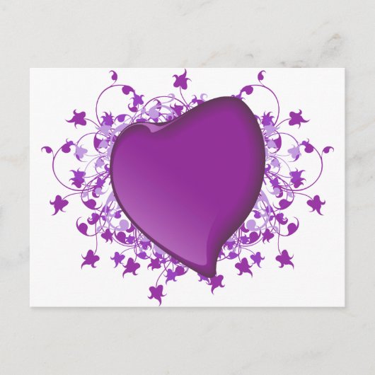 Paars hart briefkaart (Voorkant)